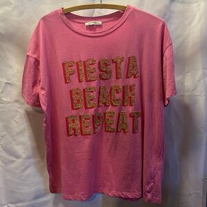 Pink Zara graphic tee with beading